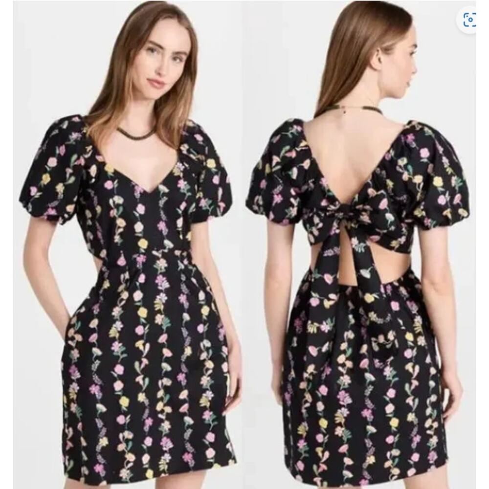 Banjanan Julia Folk Floral Onyx Cotton Poplin Mini Sundress Size Large